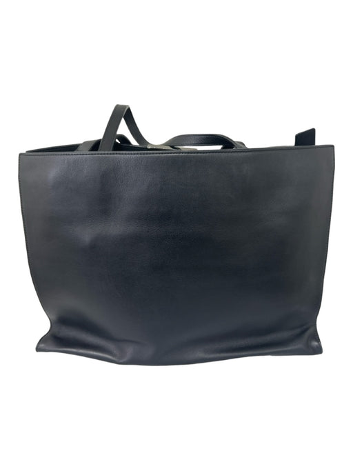 Tom Ford Black Leather Tote Silver Hardware Shoulder & Crossbody Strap Bag Black / L