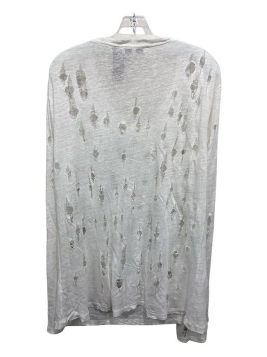 IRO Size M White Linen Distressed Heathered Long Sleeve Top White / M