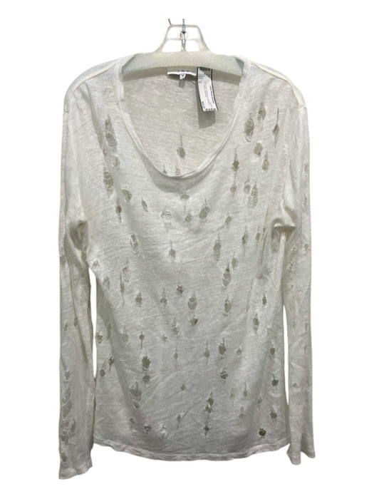 IRO Size M White Linen Distressed Heathered Long Sleeve Top White / M