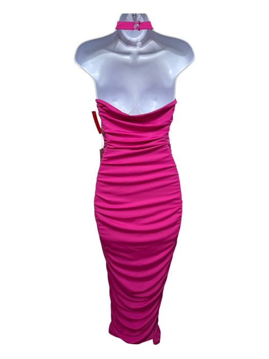 Superdown Size S Hot pink Polyester Halter Neck Ruched Sleeveless Dress Hot pink / S