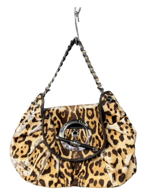 Christian Dior Tan & brown Fur Latch Clasp Chain Strap Animal Print Bag Tan & brown / S