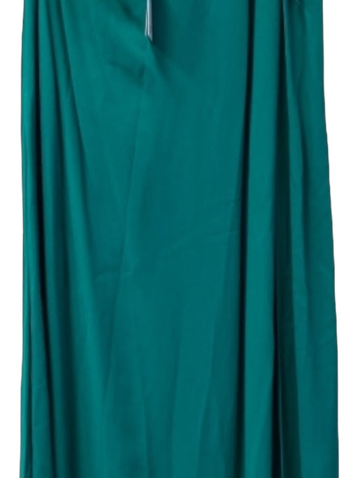 Reiss Size 10 Teal Viscose One Shoulder Maxi Open Sleeve Side Zip Dress Teal / 10