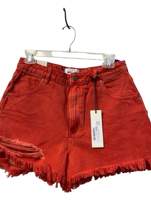 Rolla's Size 29 Red Cotton Blend High Waist Frayed Hem 4 Pocket Shorts Red / 29