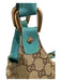 Gucci Blue & Beige Canvas & Leather Guccisima Double Top Handle Clasp Detail Bag Blue & Beige / S