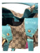 Gucci Blue & Beige Canvas & Leather Guccisima Double Top Handle Clasp Detail Bag Blue & Beige / S