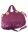 Gucci Purple & Gold Leather Double Top Handle Pleated Gold Hardware Bag Purple & Gold / S