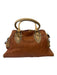 Fendi Brown & Beige Leather Double Top Handle Buckle Western Bag Brown & Beige / S