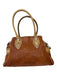 Fendi Brown & Beige Leather Double Top Handle Buckle Western Bag Brown & Beige / S