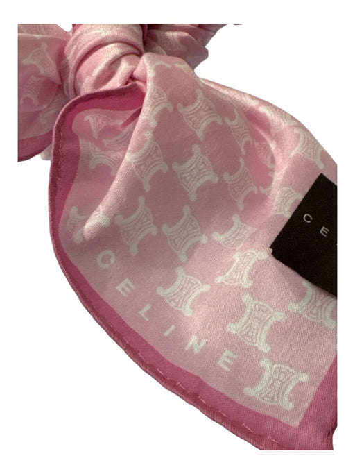 Celine Pink Silk Printed Square Rolled Edges scarf Pink / 16.5