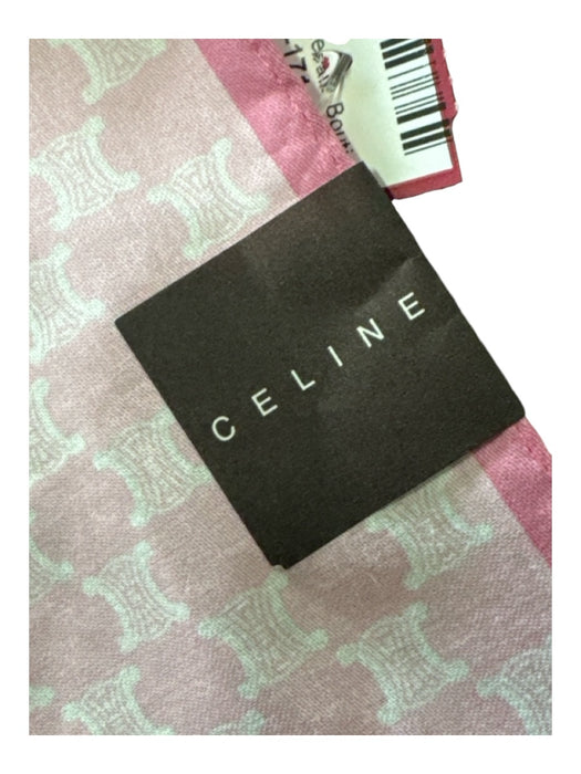 Celine Pink Silk Printed Square Rolled Edges scarf Pink / 16.5