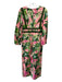 Farm Rio Size M Pink & Green Cotton Puff Sleeves Side Zip Wide Leg Jumpsuit Pink & Green / M