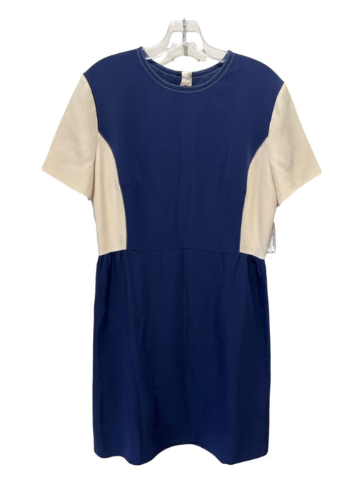 Marni Size XL Navy blue & Cream Acetate Blend Contrast Stitch color block Dress Navy blue & Cream / XL