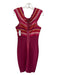 Herve Leger Size L Magenta Pink Print Rayon Bandage Stripe Criss Cross Dress Magenta Pink Print / L