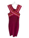 Herve Leger Size L Magenta Pink Print Rayon Bandage Stripe Criss Cross Dress Magenta Pink Print / L