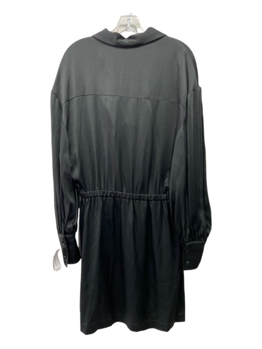 L'autre Chose Size 46/L Black Acetate Blend Laces Pockets Long Puff Sleeve Dress Black / 46/L