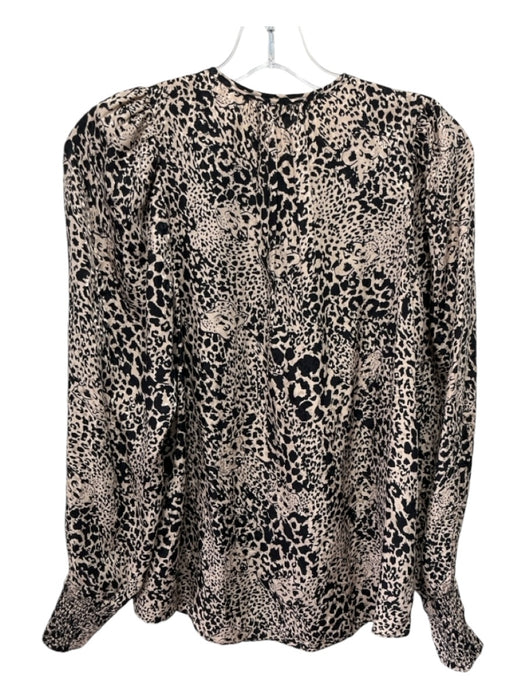 Rebecca Taylor Size M Cream & Black Silk Animal Print Long Puff Sleeve Top Cream & Black / M