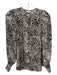 Rebecca Taylor Size M Cream & Black Silk Animal Print Long Puff Sleeve Top Cream & Black / M