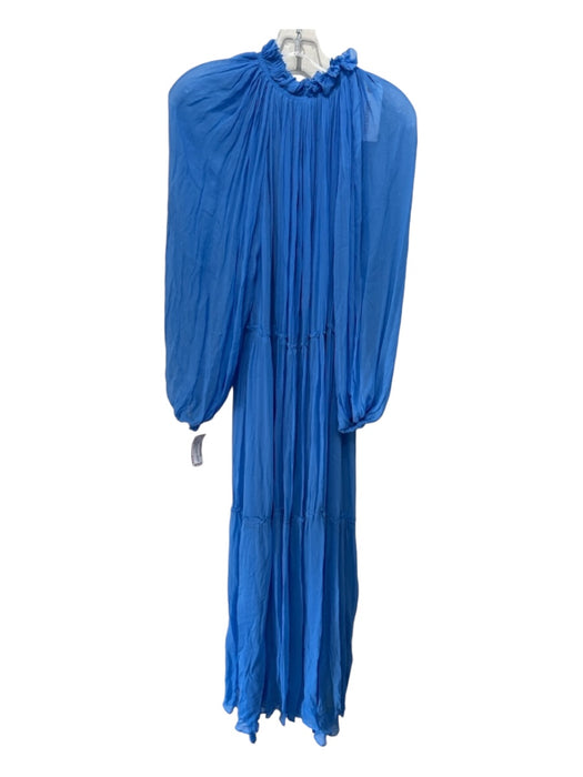 Zadig & Voltaire Size S Blue Viscose Sheer Ruffle Detail V Neck Maxi Dress Blue / S