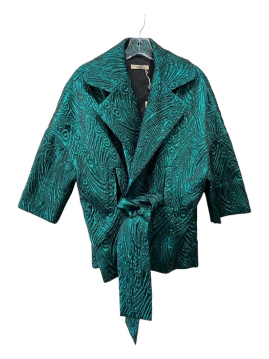 Odeeh Size 38 Emerald Green Polyester Blend Half Sleeve embossed Jacket Emerald Green / 38