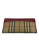 Burberry Red, Black, Tan Leather & Canvas Snap Button Closure Plaid Zip Wallets Red, Black, Tan