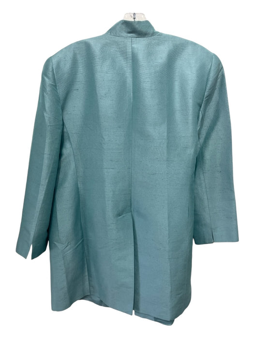 Linda Allard Ellen Tracy Size M/L Light Teal Silk Long Sleeve Open Front Jacket Light Teal / M/L