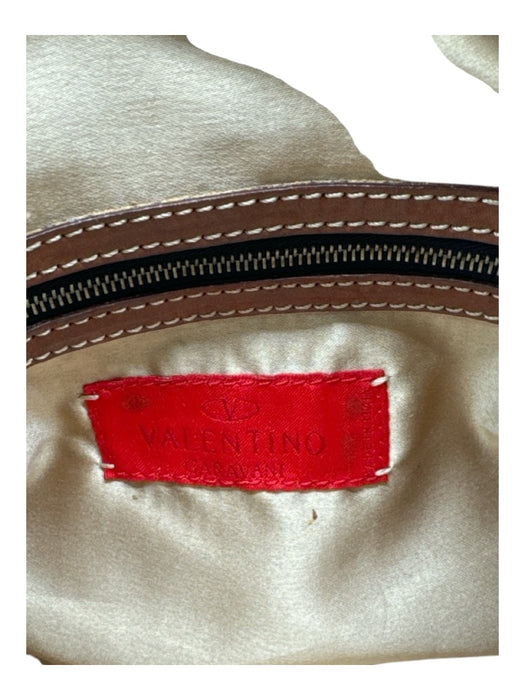 Valentino Garavani Cream, brown & pink Canvas Leather Shoulder Zip closure Bag Cream, brown & pink / S