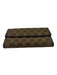 Gucci Brown Canvas Monogram Button Close Wallets Brown