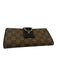 Gucci Brown Canvas Monogram Button Close Wallets Brown