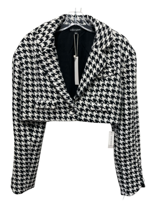 For Love & Lemons Size L Black & White Polyester Blend Tweed Houndstooth Jacket Black & White / L