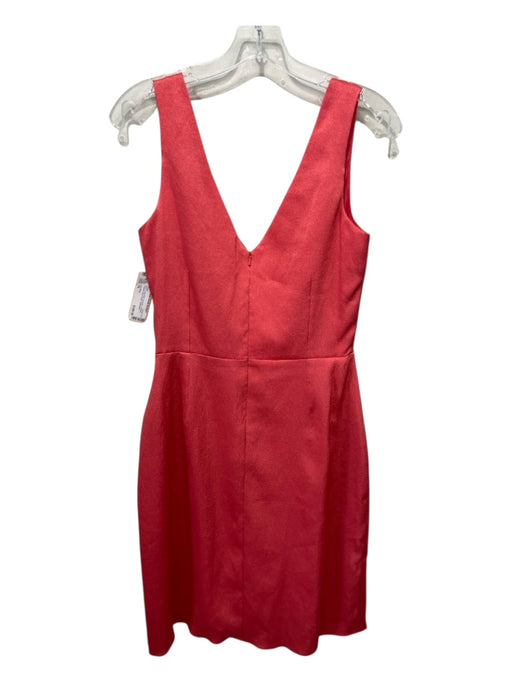 Lela Rose Size 10 Coral Red Polyester Surplice Pleated Knee length Dress Coral Red / 10