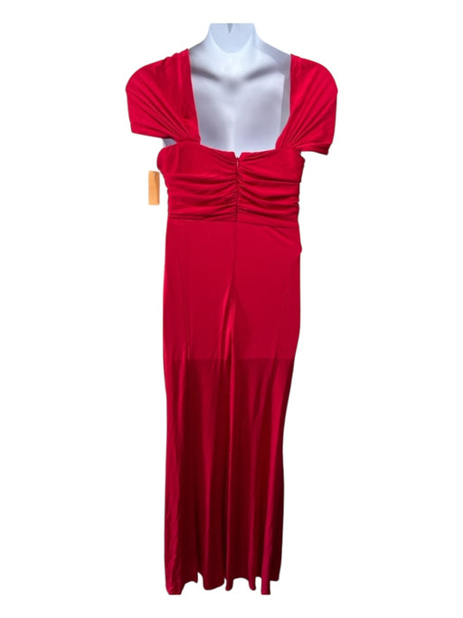 Donna Karan Size 12 Red Rayon Twist Strap Empire Waist Side Slit Maxi Gown Red / 12