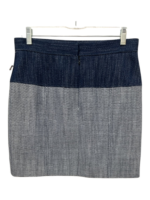 Tibi Size 8 Navy Blue & White Cotton Blend Woven Colorblock Above knee Skirt Navy Blue & White / 8