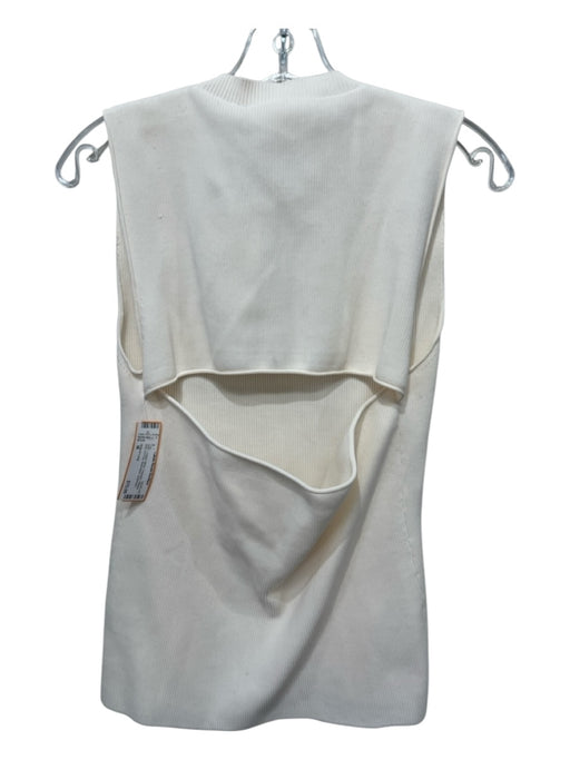 Helmut Lang Size M Cream White Polyester Ribbed Knit Cut Out Sleeveless Top Cream White / M
