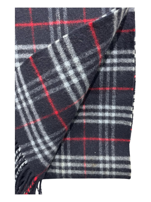 Burberry Navy Blue & Red Lambs Wool Nova Check Fringe Rectangle scarf Navy Blue & Red / One Size
