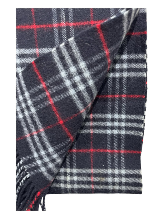 Burberry Navy Blue & Red Lambs Wool Nova Check Fringe Rectangle scarf Navy Blue & Red / One Size