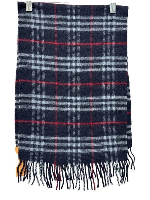 Burberry Navy Blue & Red Lambs Wool Nova Check Fringe Rectangle scarf Navy Blue & Red / One Size
