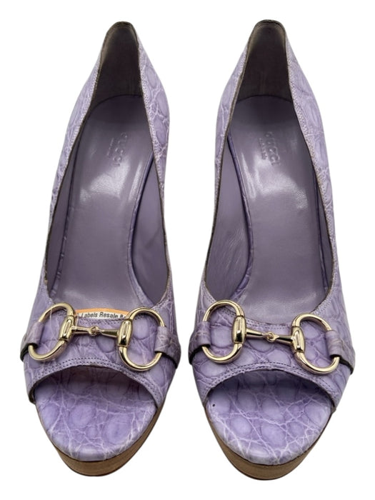 Gucci Shoe Size 9.5 Lavender Purple Leather silver tone hardware Horse Bit Pumps Lavender Purple / 9.5