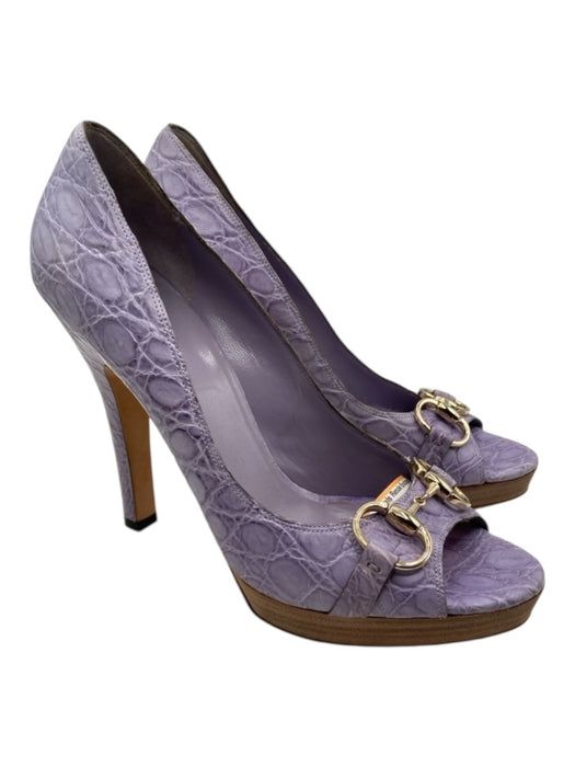 Gucci Shoe Size 9.5 Lavender Purple Leather silver tone hardware Horse Bit Pumps Lavender Purple / 9.5