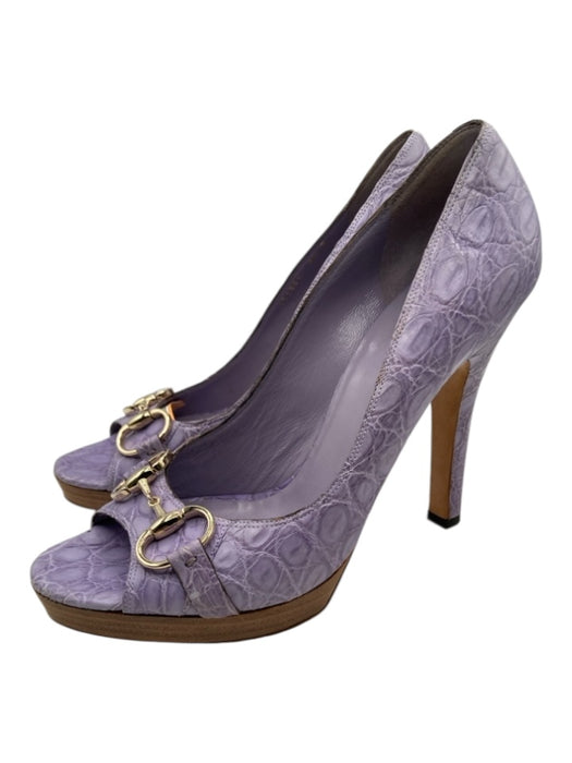 Gucci Shoe Size 9.5 Lavender Purple Leather silver tone hardware Horse Bit Pumps Lavender Purple / 9.5