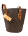 Celine Brown Coated Canvas Leather trim Monogram buckle straps Bucket Bag Brown / Medium