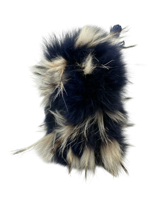 Jimmy Choo Navy blue & Cream Python Fox Fur feathers Chain Strap Crossbody Bag Navy blue & Cream / Small