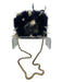 Jimmy Choo Navy blue & Cream Python Fox Fur feathers Chain Strap Crossbody Bag Navy blue & Cream / Small