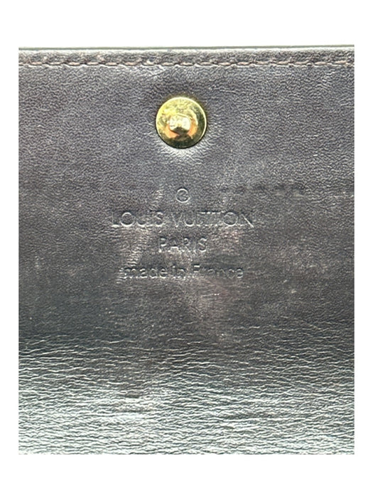 Louis Vuitton Brown Patent Leather Embossed Monogram Zip Pocket Wallets Brown