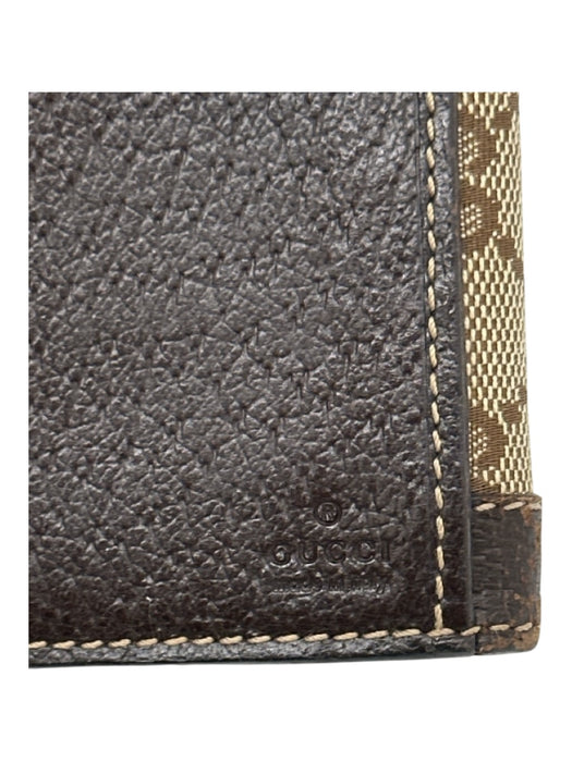 Gucci Brown & Tan Canvas Leather trim Guccissima Multi pocket Bifold Wallets Brown & Tan
