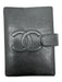 Chanel Black Caviar Leather Snap Closure binder rings Agenda Wallets Black