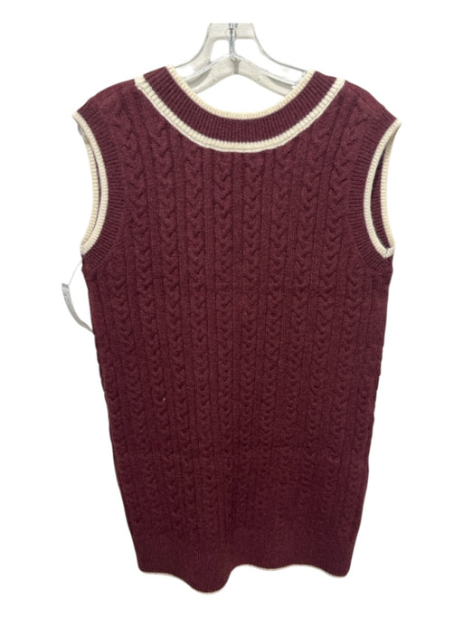 Amanda Uprichard Size M Burgundy Red & White Acrylic Blend Cable Knit Sweater Burgundy Red & White / M