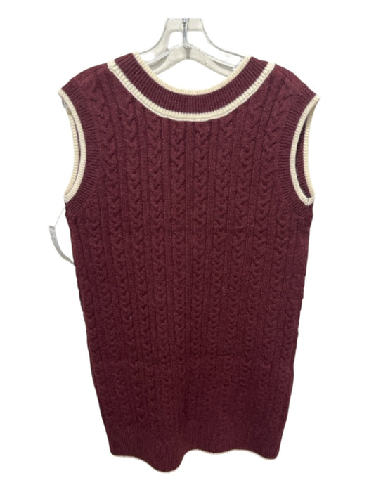 Amanda Uprichard Size M Burgundy Red & White Acrylic Blend Cable Knit Sweater Burgundy Red & White / M