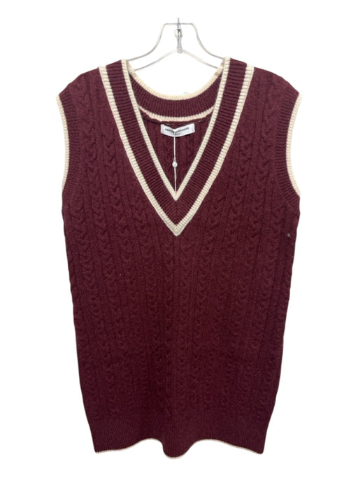 Amanda Uprichard Size M Burgundy Red & White Acrylic Blend Cable Knit Sweater Burgundy Red & White / M