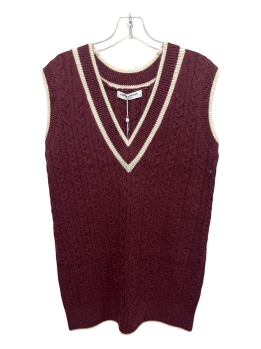 Amanda Uprichard Size M Burgundy Red & White Acrylic Blend Cable Knit Sweater Burgundy Red & White / M