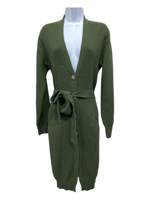 Moschino Jeans Size S/M Green Polyamide Blend Ribbed Button Down Sash Cardigan Green / S/M